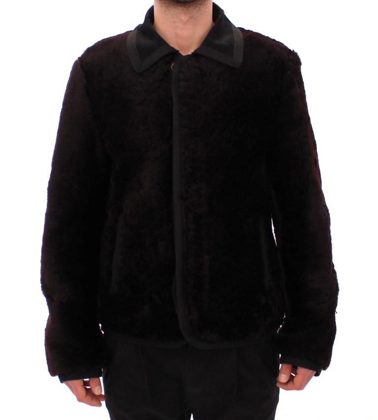 Runway Brown Shearling Leather Jacket Coat