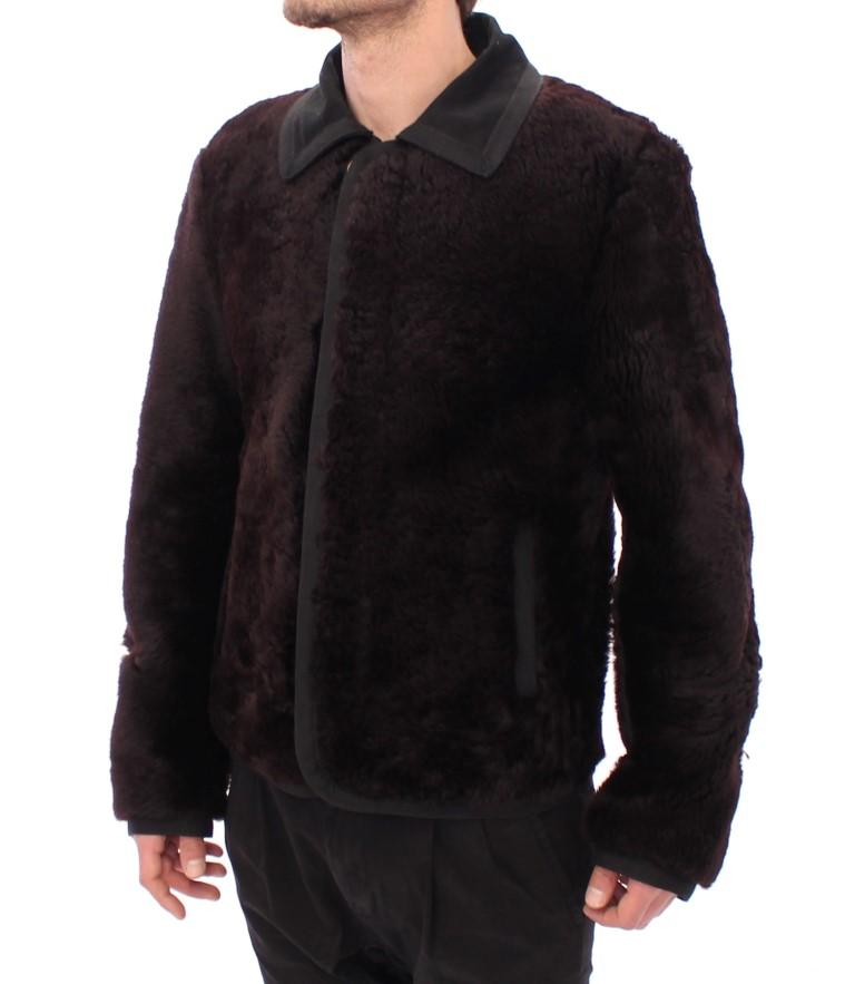 Runway Brown Shearling Leather Jacket Coat