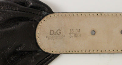Black Purple Leather Logo Belt Wide Waist