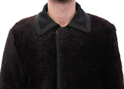 Runway Brown Shearling Leather Jacket Coat
