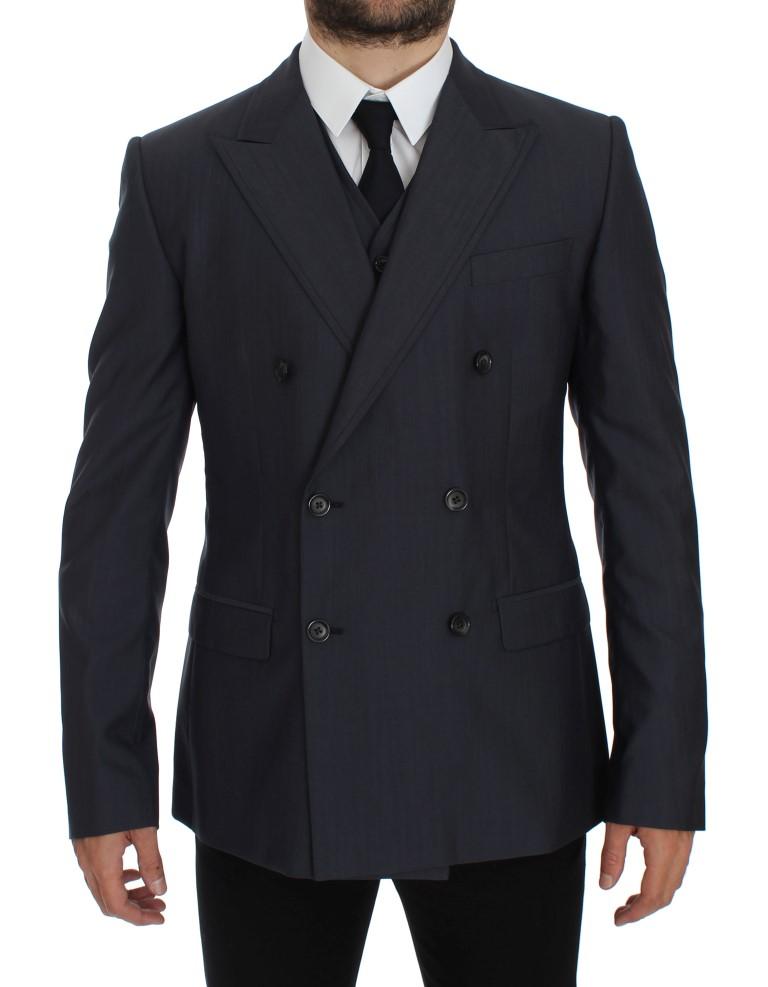 Blue Slim Fit Wool Silk Blazer