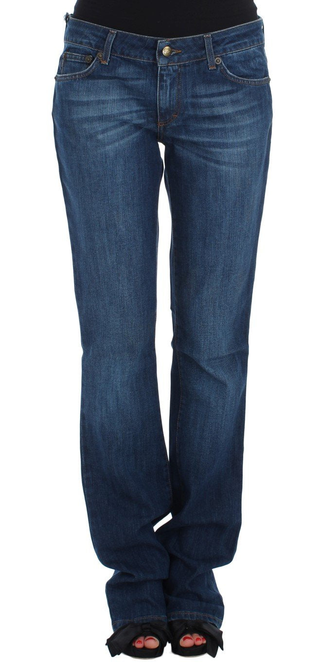Blue Cotton Stretch Low Waist Jeans