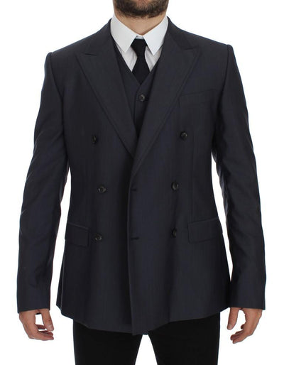 Blue Slim Fit Wool Silk Blazer