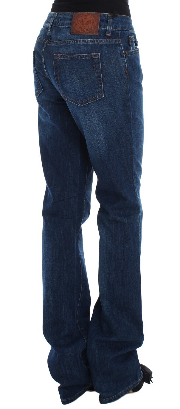 Blue Cotton Stretch Low Waist Jeans