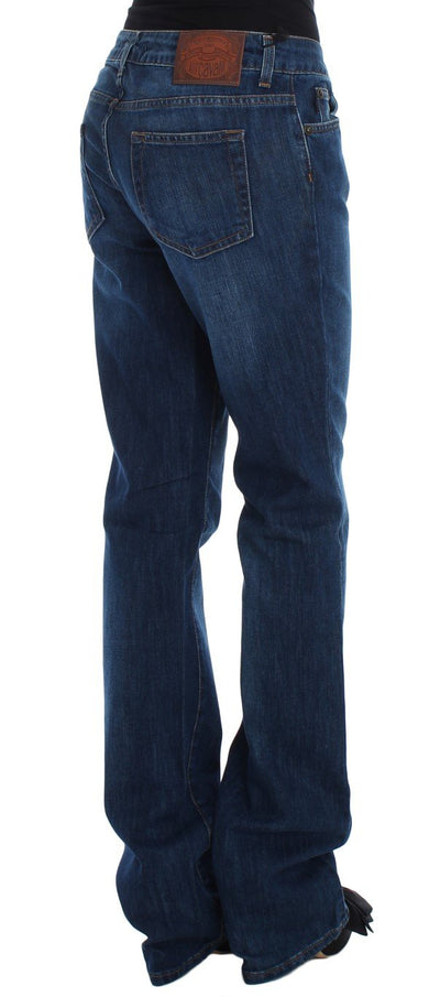 Blue Cotton Stretch Low Waist Jeans