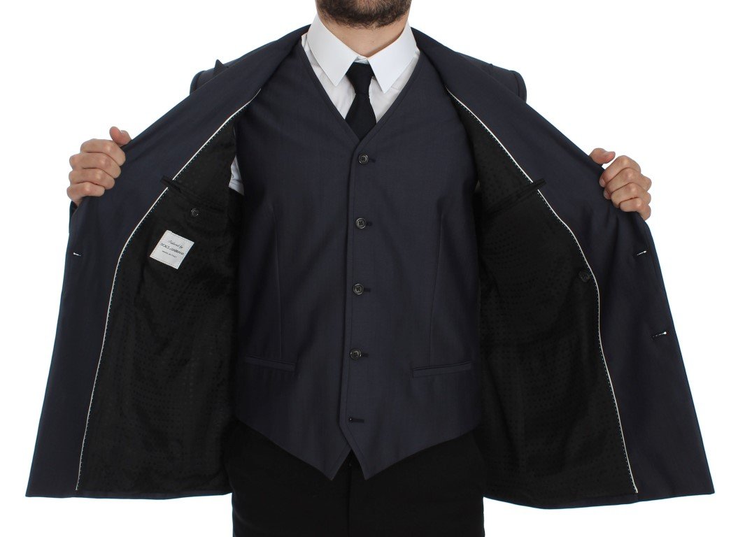 Blue Slim Fit Wool Silk Blazer