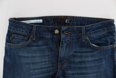 Blue Cotton Stretch Low Waist Jeans