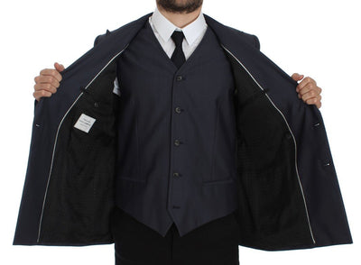 Blue Slim Fit Wool Silk Blazer