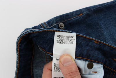 Blue Cotton Stretch Low Waist Jeans