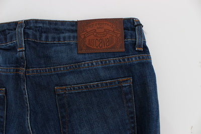 Blue Cotton Stretch Low Waist Jeans