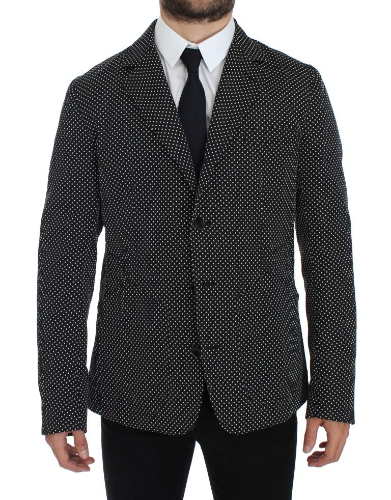 Black White Polka Dotted Blazer Jacket
