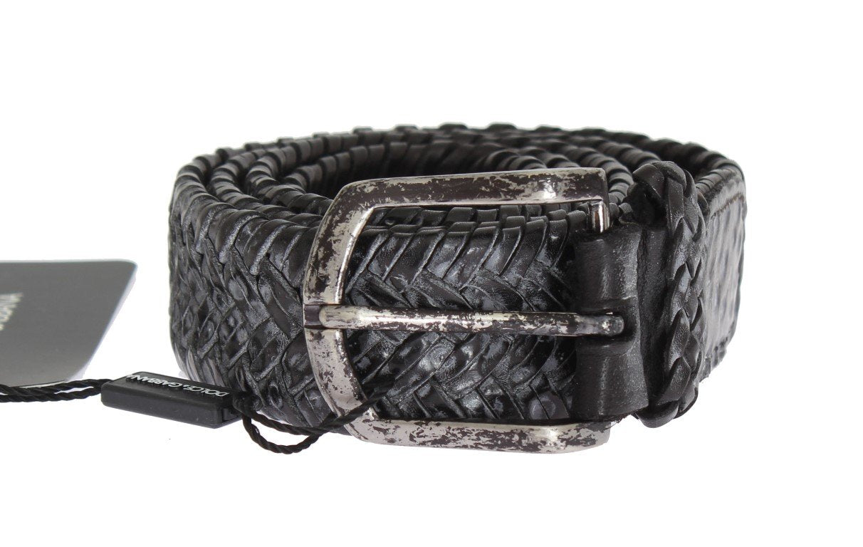 Gray Woven Leather Casual Belt