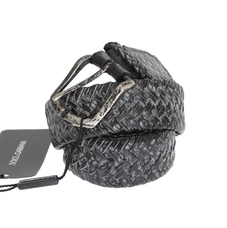Gray Woven Leather Casual Belt