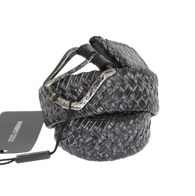 Gray Woven Leather Casual Belt