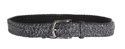 Gray Woven Leather Casual Belt