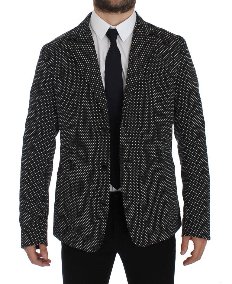 Black White Polka Dotted Blazer Jacket