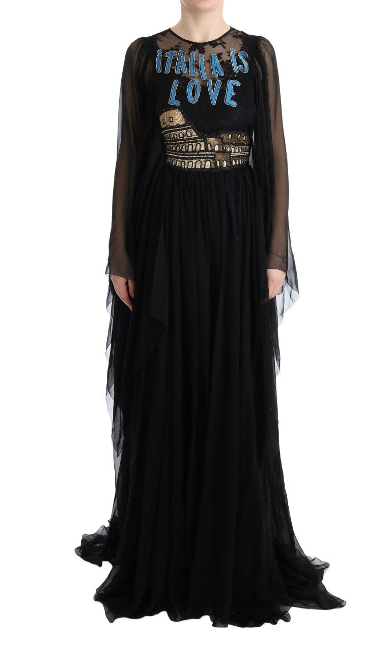 Black Silk ITALIA IS LOVE Sequined Dress