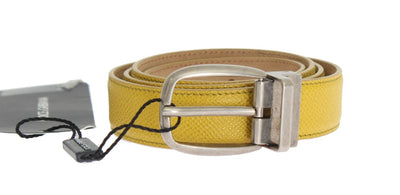Yellow Leather Silver Buckle Belt
