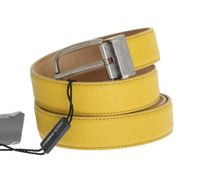 Yellow Leather Silver Buckle Belt