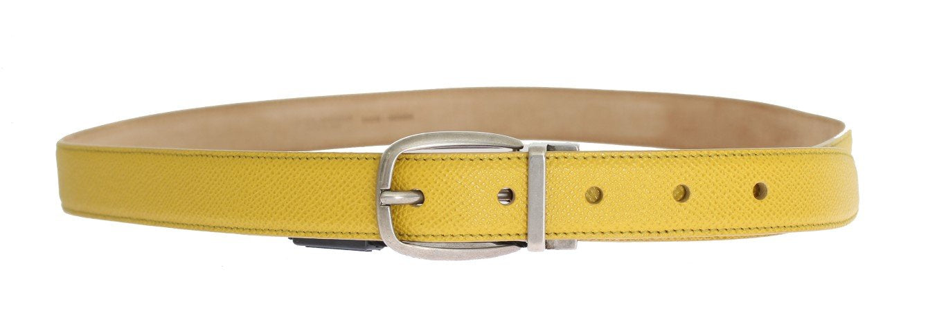 Yellow Leather Silver Buckle Belt