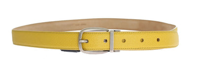 Yellow Leather Silver Buckle Belt
