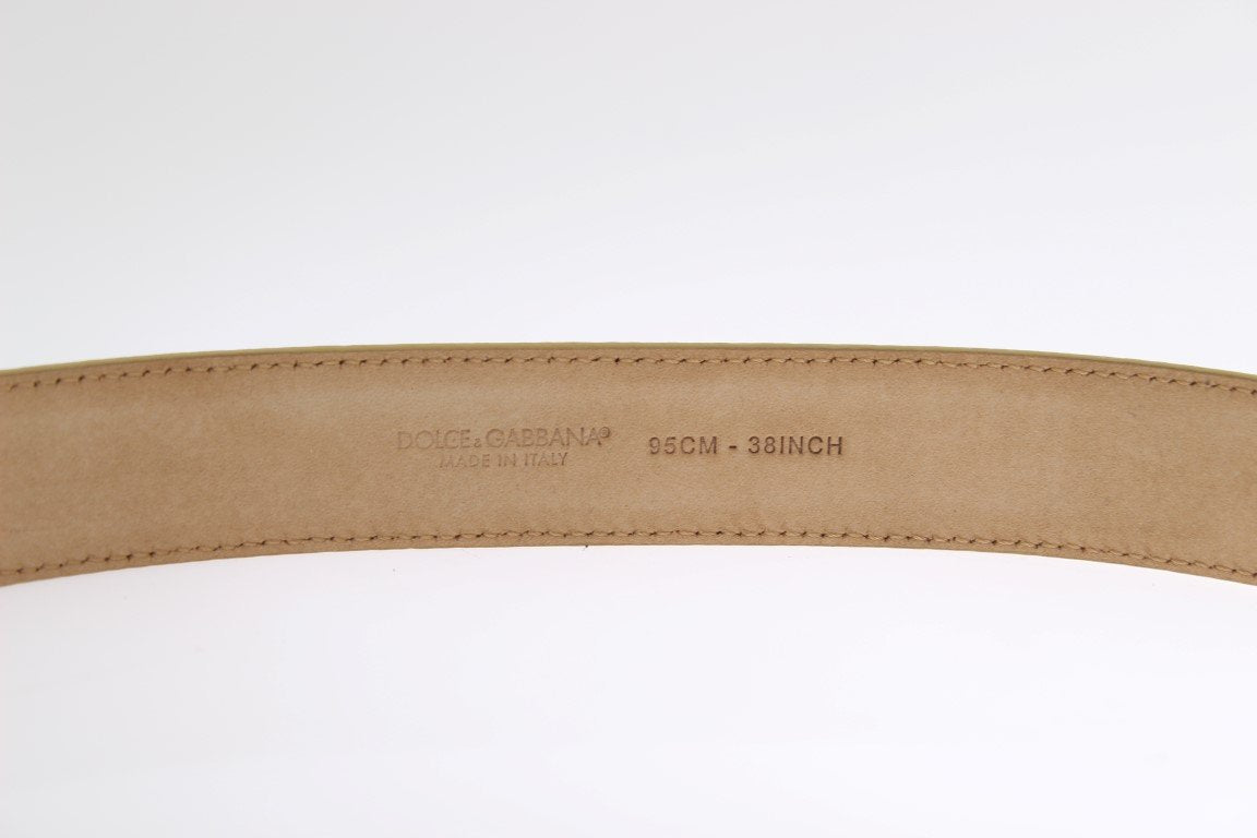 Yellow Leather Silver Buckle Belt
