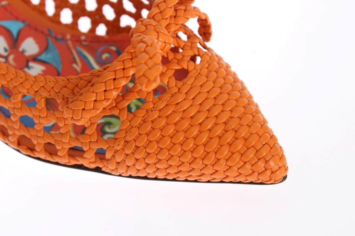 Orange Leather Slingbacks Pumps