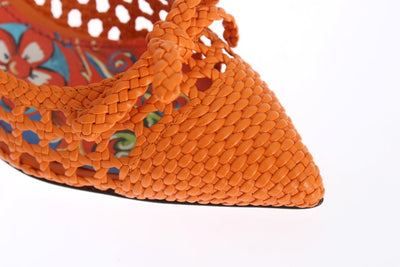 Orange Leather Slingbacks Pumps