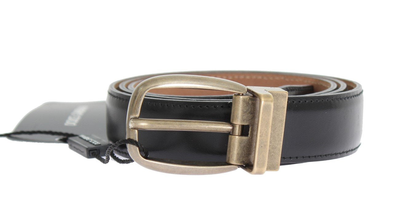 Black Leather Gold Buckle Belt