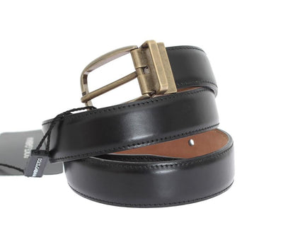 Black Leather Gold Buckle Belt