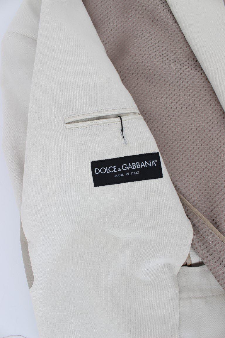 White Silver Slim Fit Cotton Linen Blazer