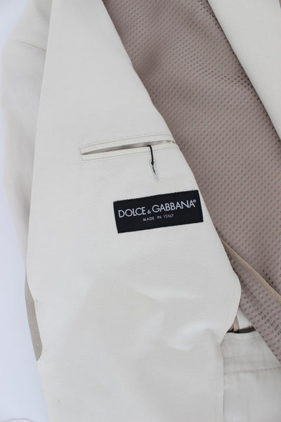 White Silver Slim Fit Cotton Linen Blazer