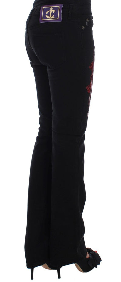 Black Studded Slim Fit Boot Cut Jeans