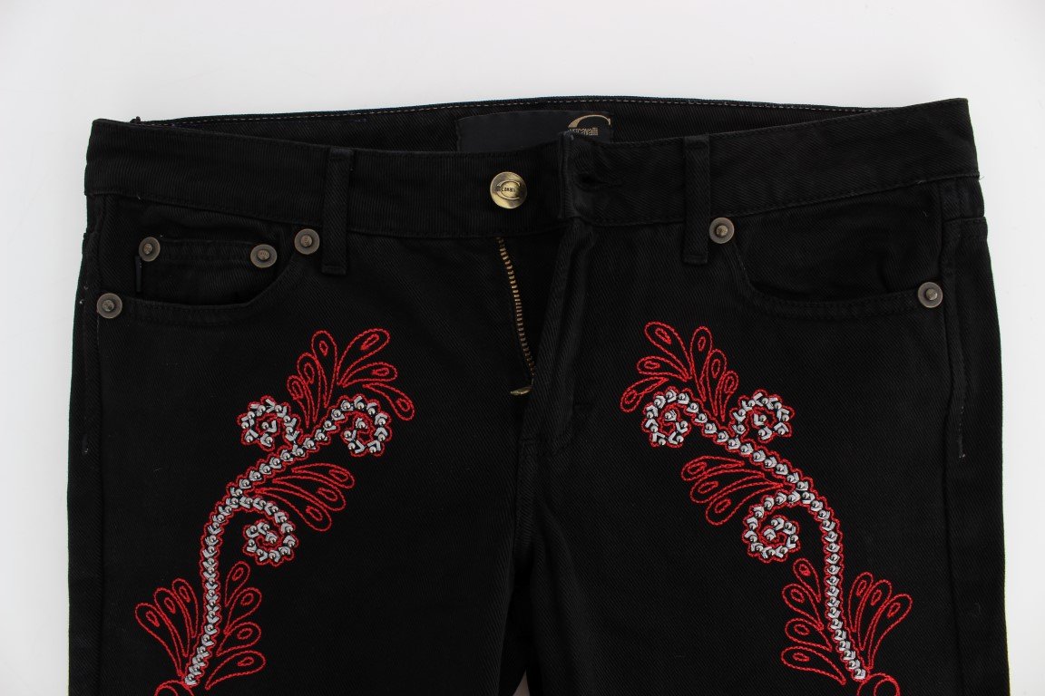 Black Studded Slim Fit Boot Cut Jeans