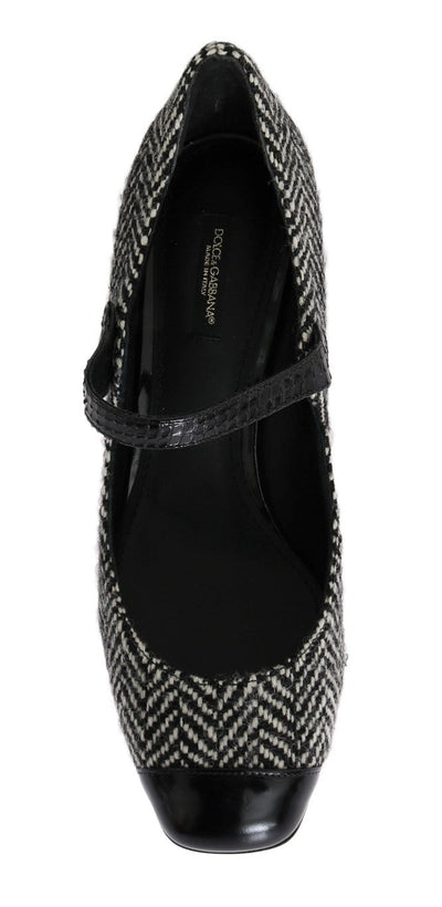 Black Tweed Snakeskin Mary Janes Pumps