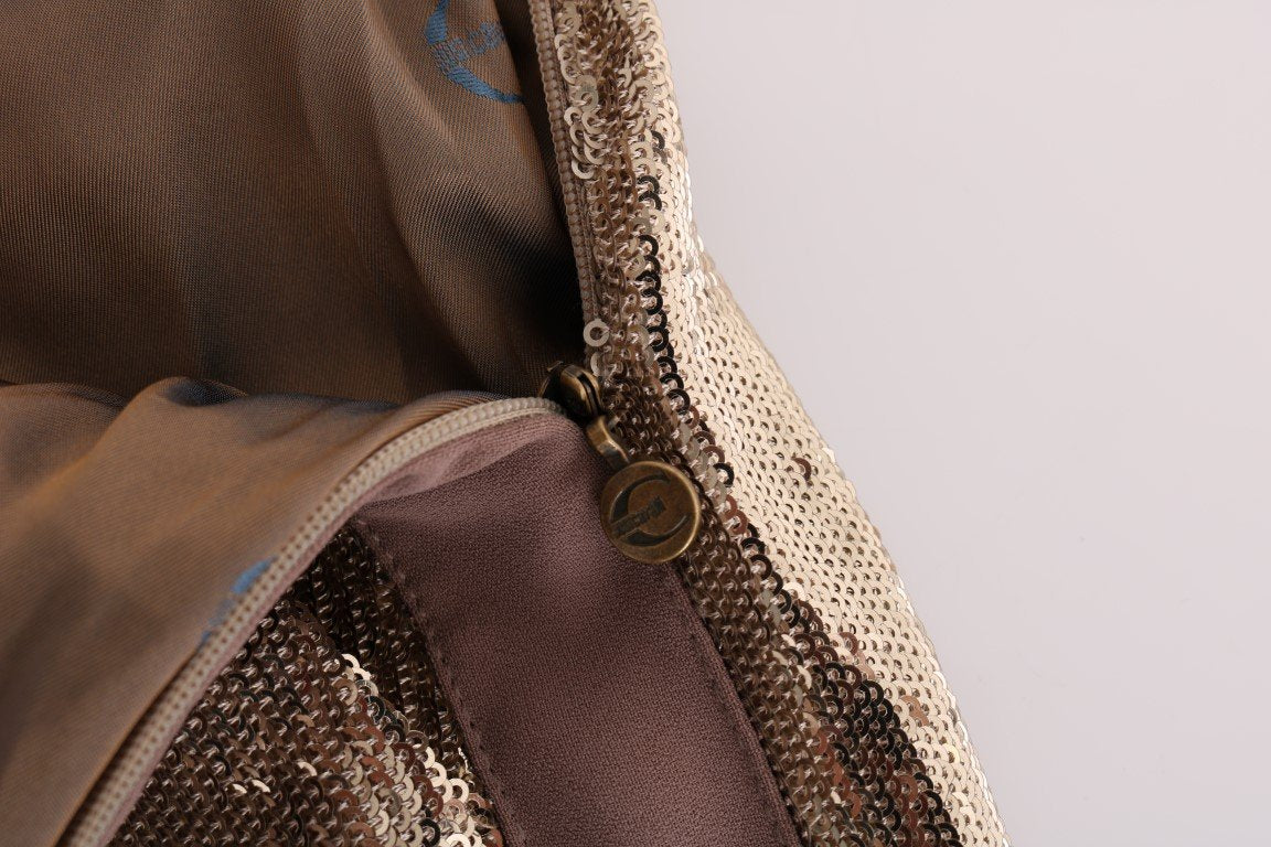 Gold Viscose Sequined Bootcut Pants