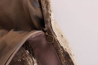 Gold Viscose Sequined Bootcut Pants