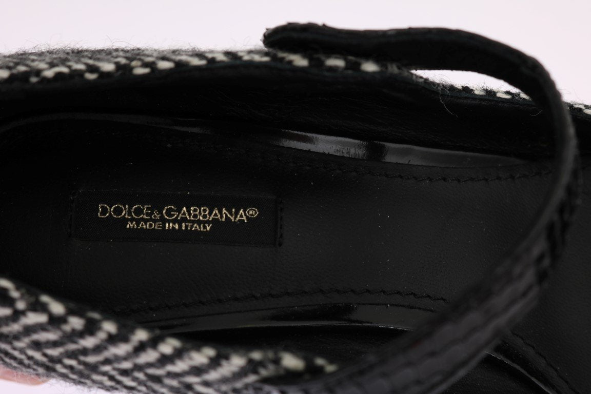 Black Tweed Snakeskin Mary Janes Pumps