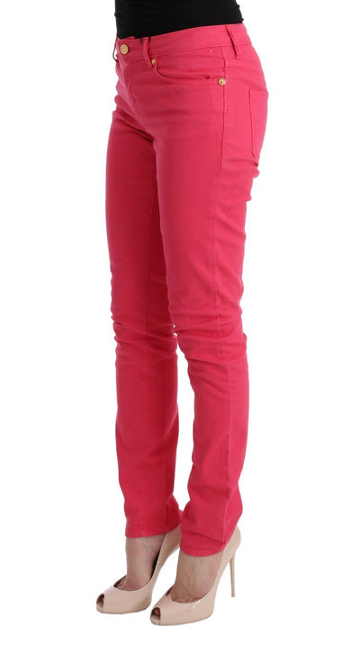 Pink Cotton Stretch Slim Fit Jeans