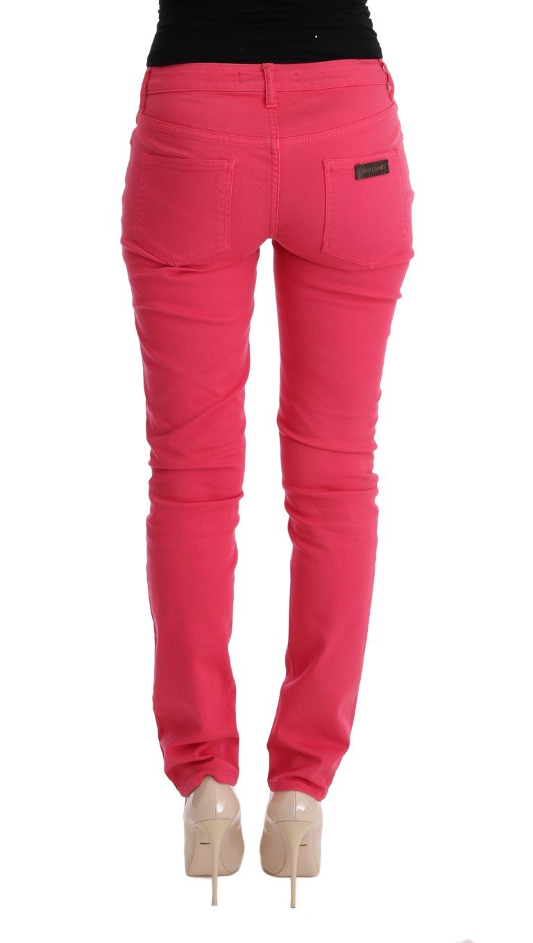 Pink Cotton Stretch Slim Fit Jeans