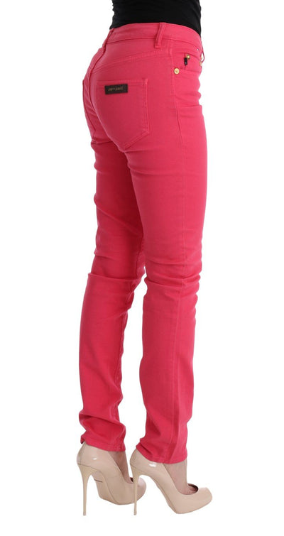 Pink Cotton Stretch Slim Fit Jeans