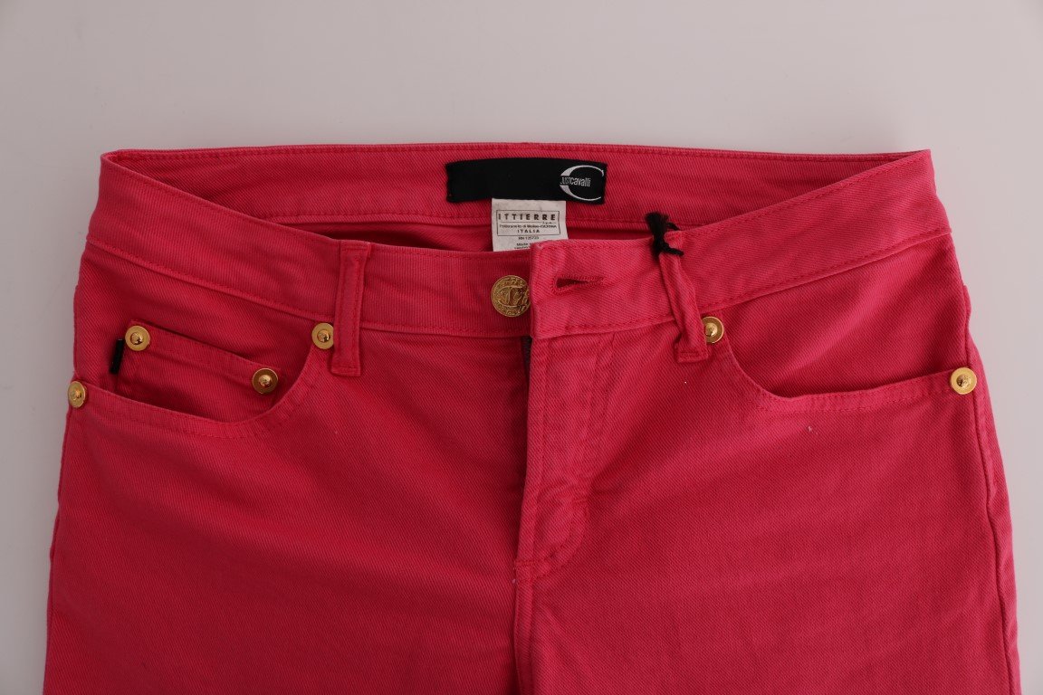 Pink Cotton Stretch Slim Fit Jeans