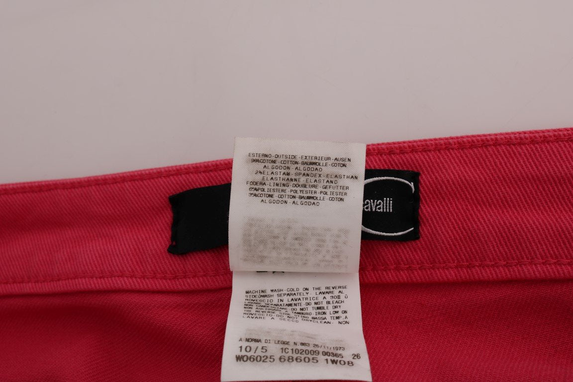 Pink Cotton Stretch Slim Fit Jeans