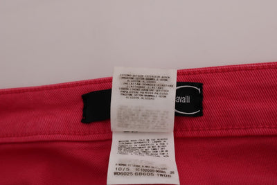 Pink Cotton Stretch Slim Fit Jeans