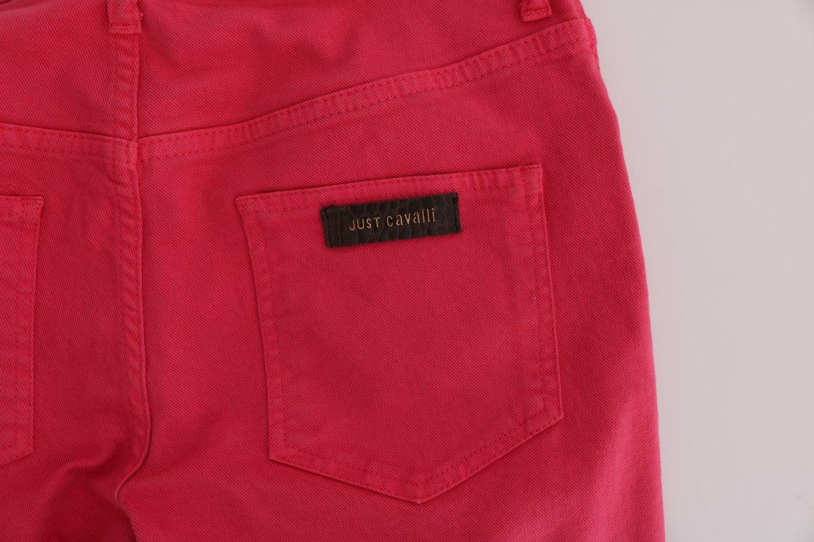 Pink Cotton Stretch Slim Fit Jeans