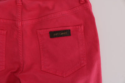 Pink Cotton Stretch Slim Fit Jeans