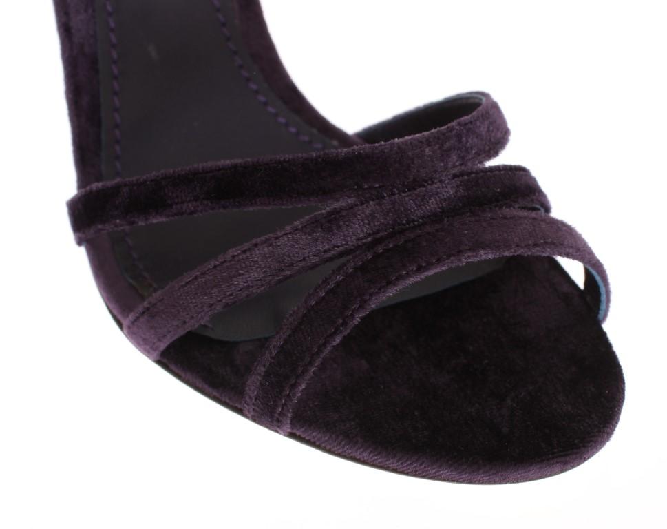Purple Velvet Gold Leaf Sandal Shoes