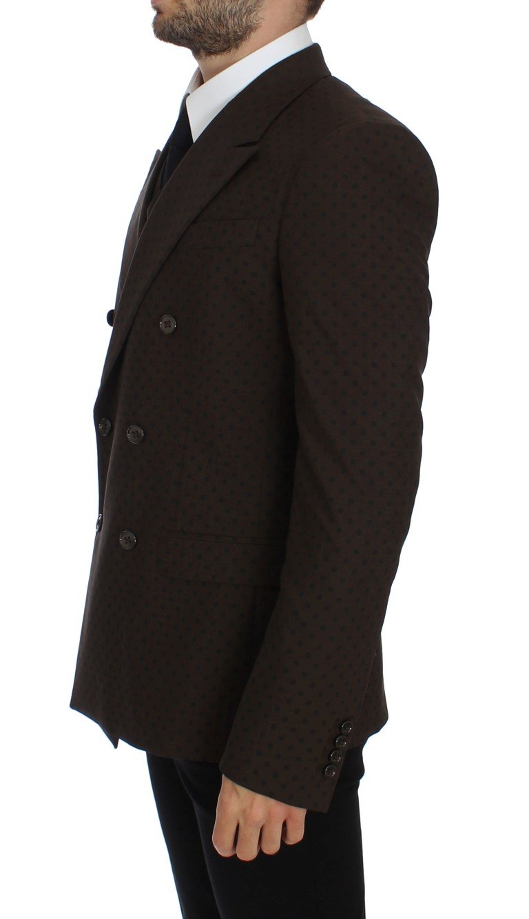 Brown Slim Fit Wool Stretch Blazer