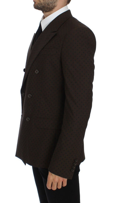 Brown Slim Fit Wool Stretch Blazer