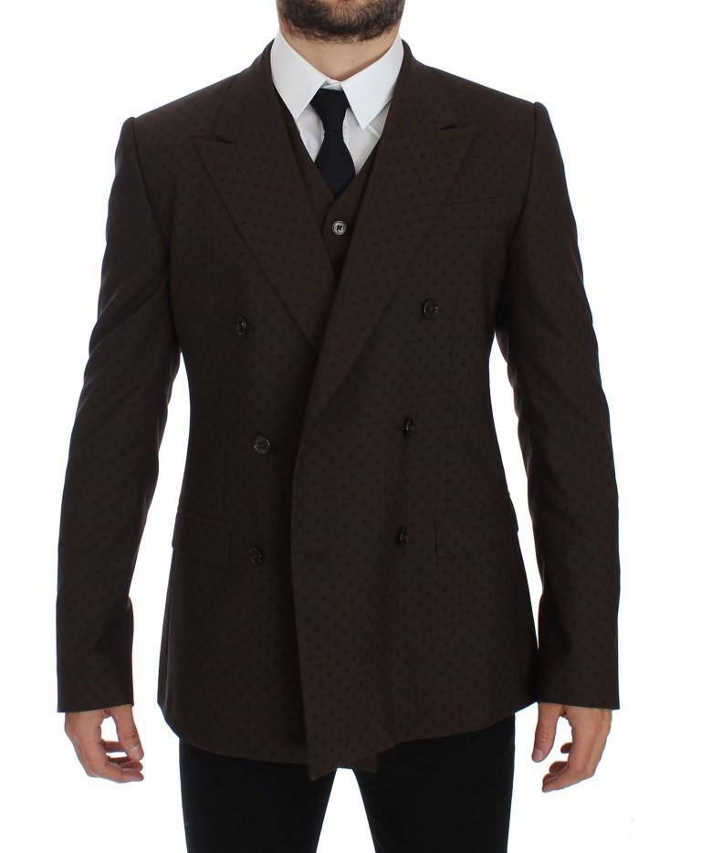 Brown Slim Fit Wool Stretch Blazer